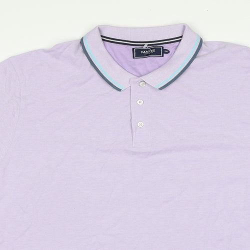 Maine Mens Purple Cotton Polo Size 2XL Collared Pullover