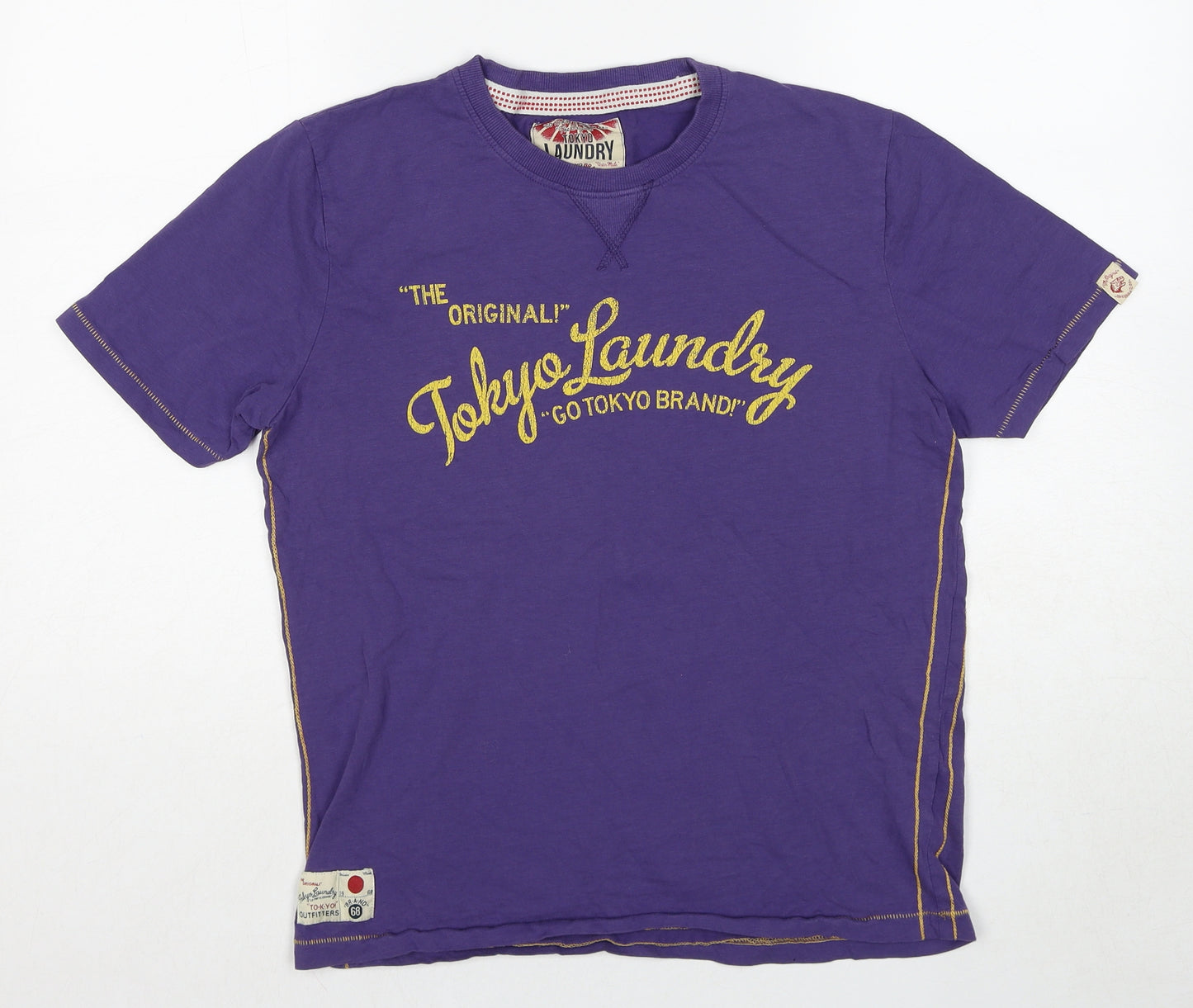 Tokyo Laundry Womens Purple Cotton Basic T-Shirt Size M Crew Neck