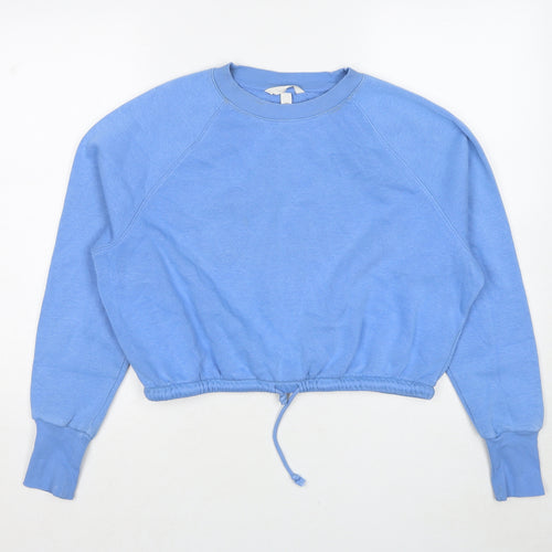 H&M Womens Blue Cotton Pullover Sweatshirt Size S Pullover - Drawstring Waist