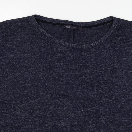Marks and Spencer Womens Blue Viscose Basic T-Shirt Size 24 Round Neck