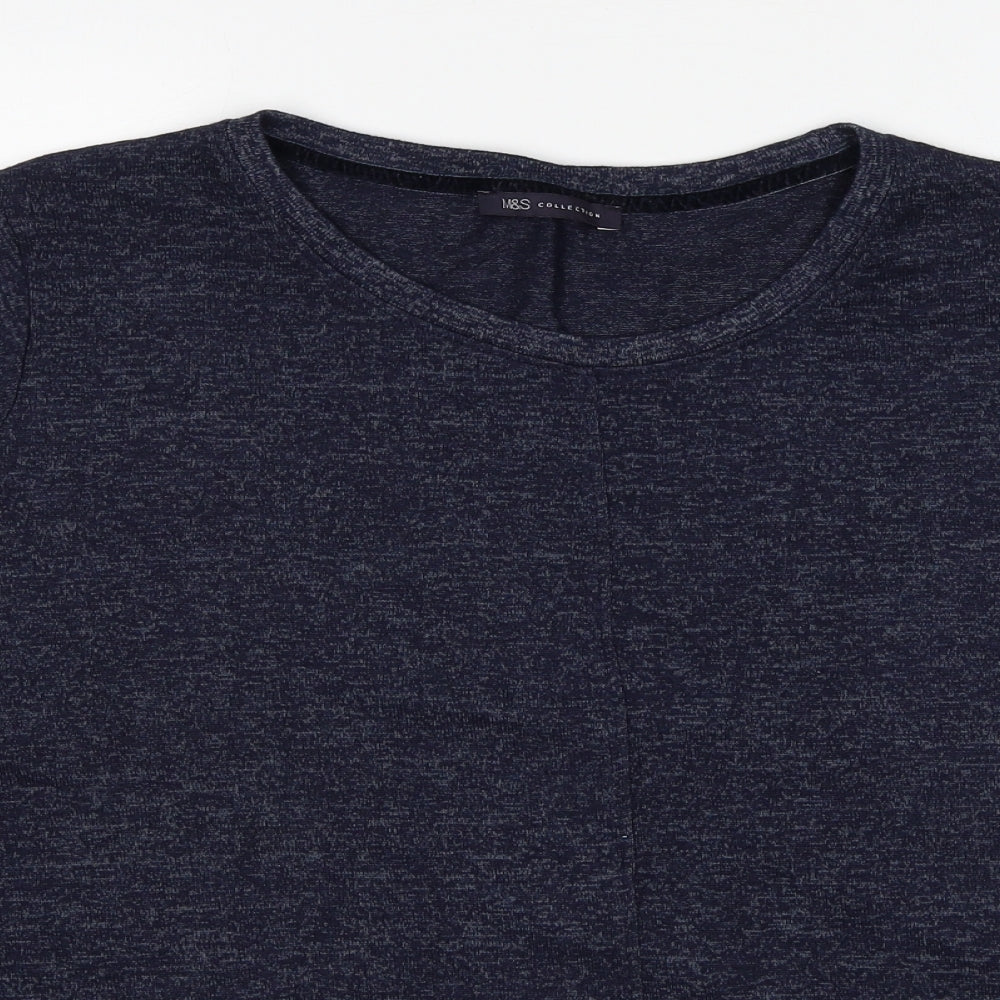 Marks and Spencer Womens Blue Viscose Basic T-Shirt Size 24 Round Neck