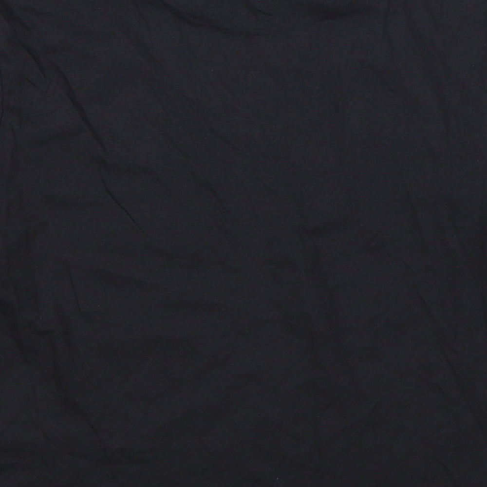 Marks and Spencer Girls Black Cotton Basic T-Shirt Size 8-9 Years Round Neck Pullover - Feeling Jolly