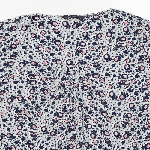 Marks and Spencer Womens Blue Floral Viscose Basic T-Shirt Size 22 Round Neck