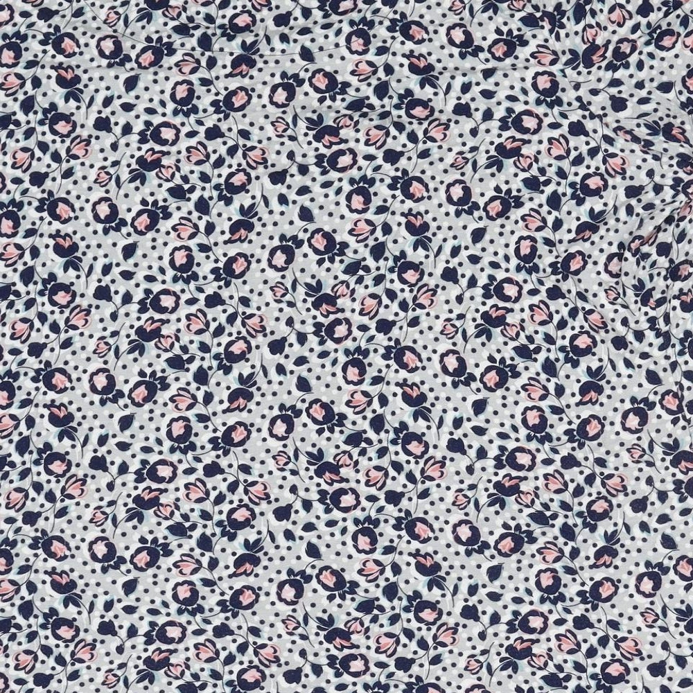 Marks and Spencer Womens Blue Floral Viscose Basic T-Shirt Size 22 Round Neck