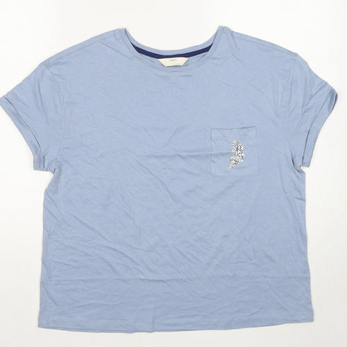 Marks and Spencer Womens Blue Cotton Basic T-Shirt Size M Round Neck