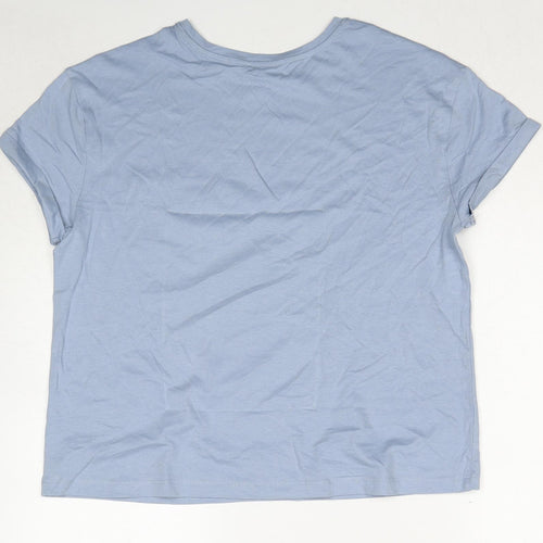 Marks and Spencer Womens Blue Cotton Basic T-Shirt Size M Round Neck