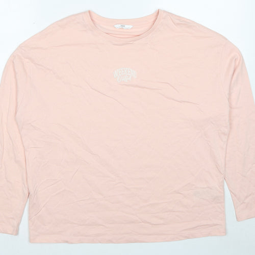 Marks and Spencer Girls Pink Cotton Basic T-Shirt Size 15-16 Years Round Neck Pullover - Weekend Outfit