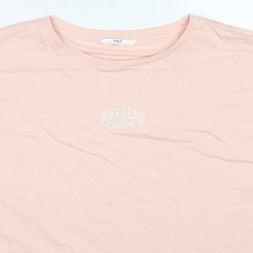 Marks and Spencer Girls Pink Cotton Basic T-Shirt Size 15-16 Years Round Neck Pullover - Weekend Outfit