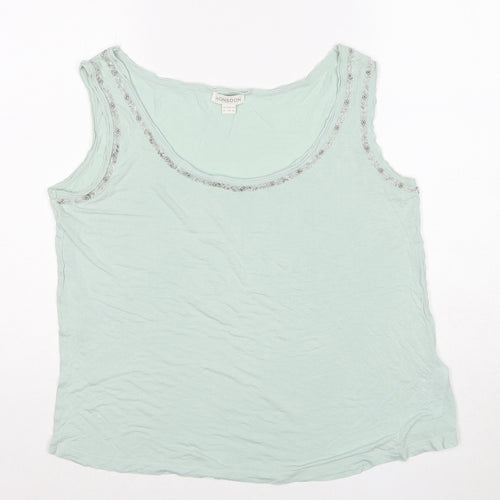 Monsoon Womens Green Viscose Basic Tank Size 16 Scoop Neck - Embellished