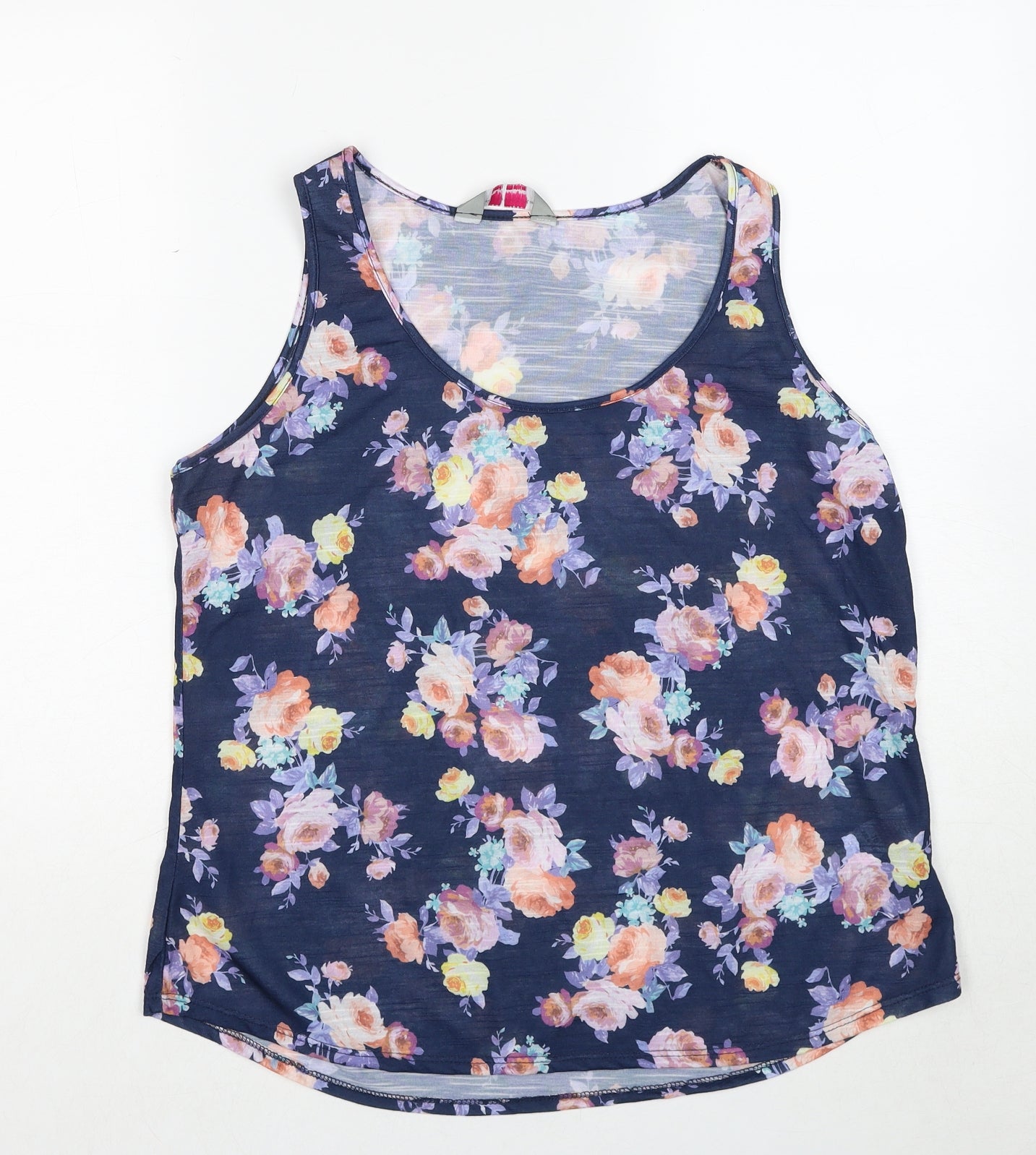 Dorothy Perkins Womens Blue Floral Polyester Basic Tank Size 16 Scoop Neck