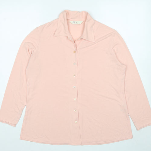 BHS Womens Pink Cotton Basic Button-Up Size 16 Collared