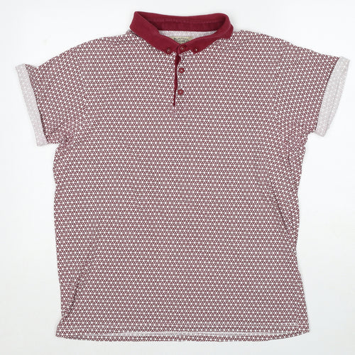 Burton Mens Red Geometric Cotton Polo Size XL Collared Pullover