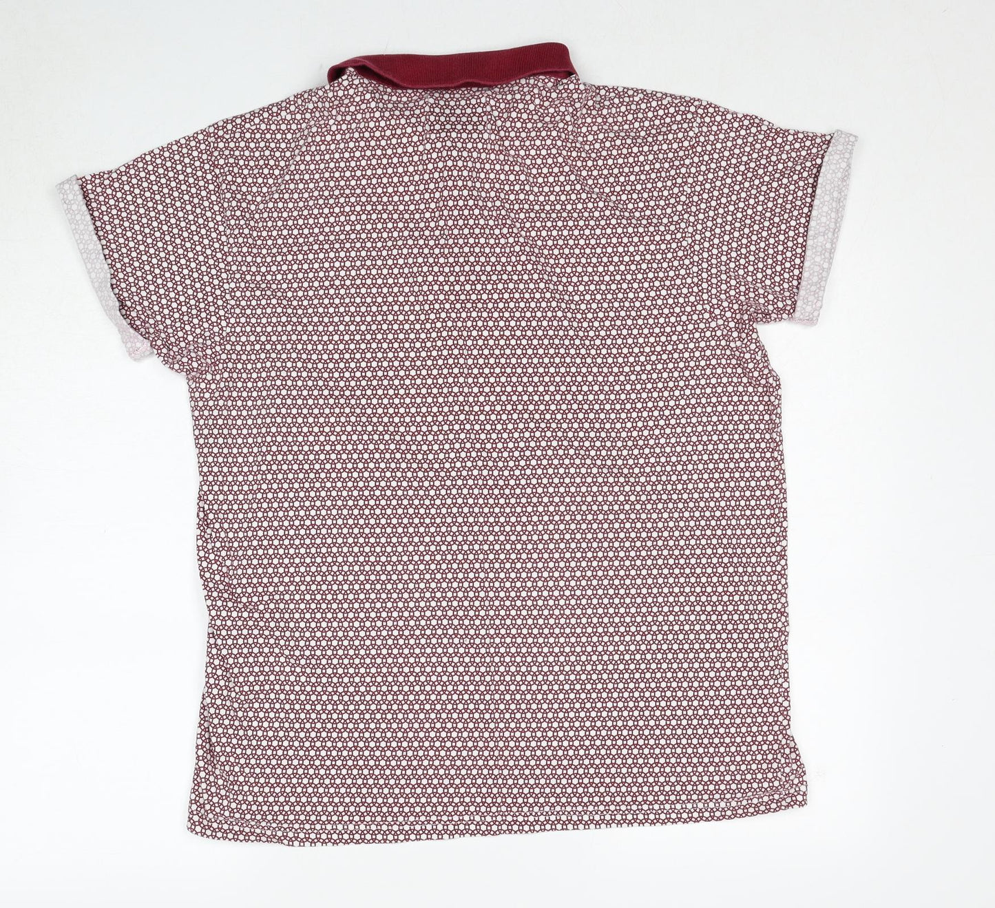 Burton Mens Red Geometric Cotton Polo Size XL Collared Pullover