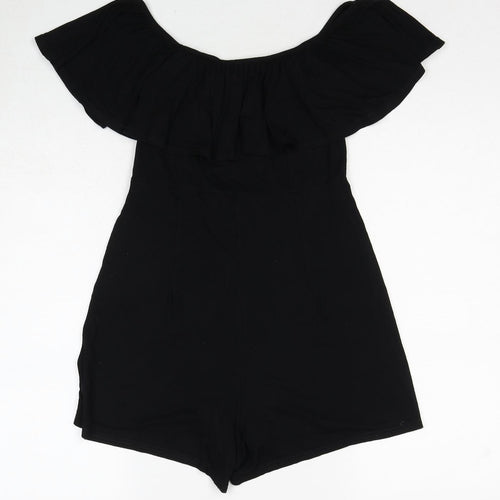 Missguided Womens Black Viscose Playsuit One-Piece Size 8 Pullover