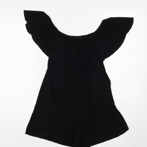 Missguided Womens Black Viscose Playsuit One-Piece Size 8 Pullover