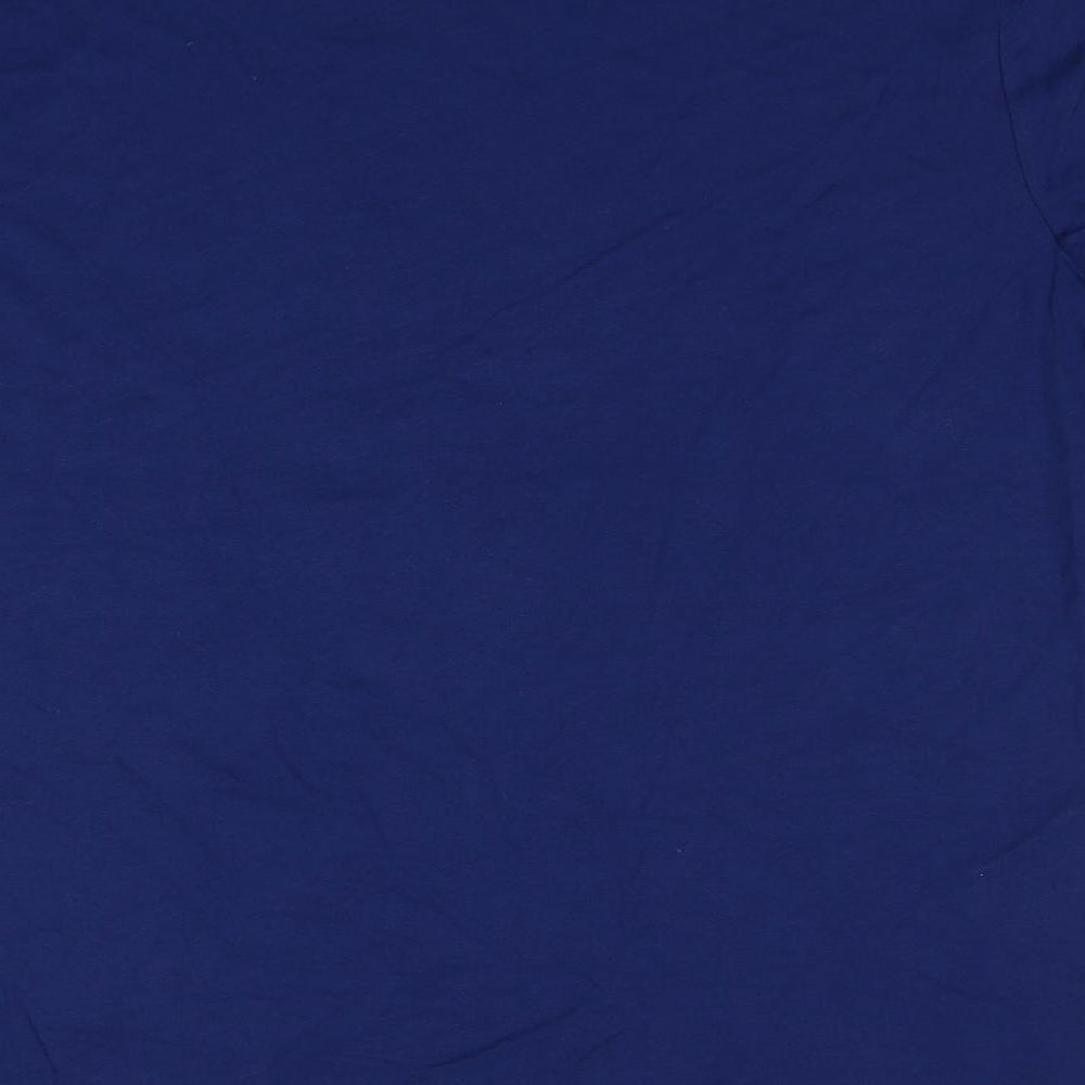 Marks and Spencer Mens Blue Cotton T-Shirt Size XL Round Neck - Ho Ho Ho Christmas