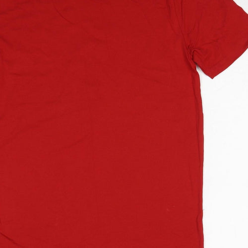 Marks and Spencer Mens Red Cotton T-Shirt Size S Round Neck - Brew-Dolph Christmas