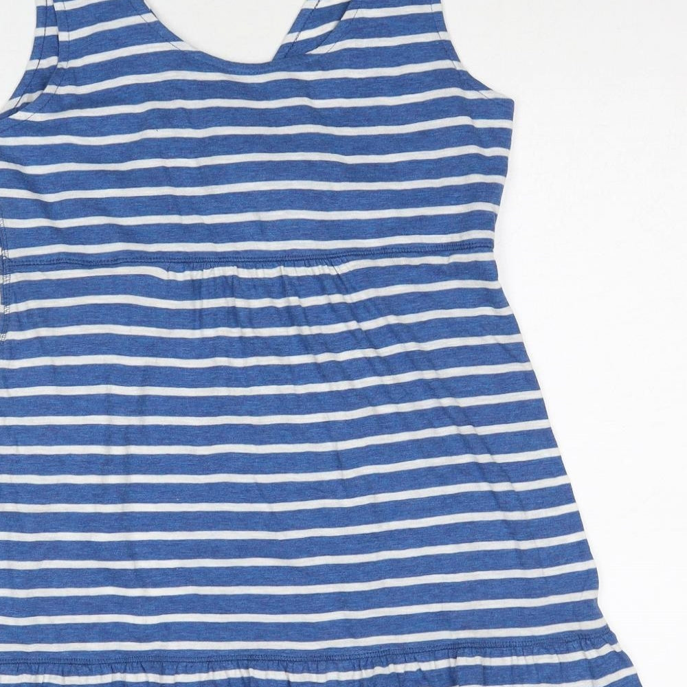 Fat Face Womens Blue Striped Cotton Basic Tank Size 12 V-Neck