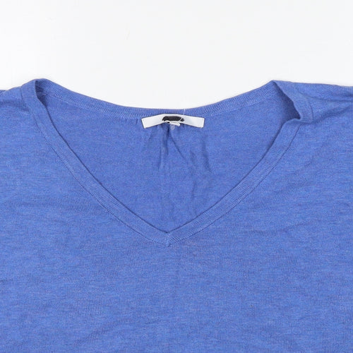NEXT Womens Blue Acrylic Basic T-Shirt Size L V-Neck