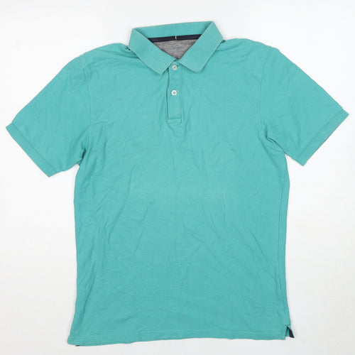 Marks and Spencer Mens Blue Cotton Polo Size S Collared Pullover