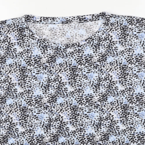 Marks and Spencer Womens Multicoloured Geometric Polyester Basic T-Shirt Size 16 Round Neck
