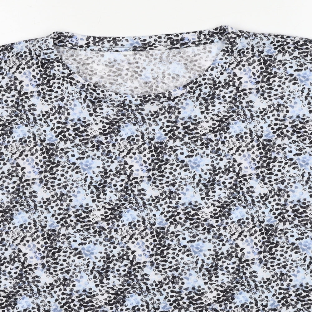 Marks and Spencer Womens Multicoloured Geometric Polyester Basic T-Shirt Size 16 Round Neck