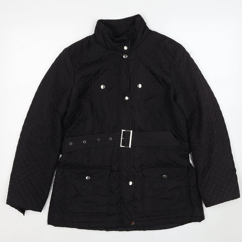 Wallis Womens Black Quilted Jacket Size 10 Zip
