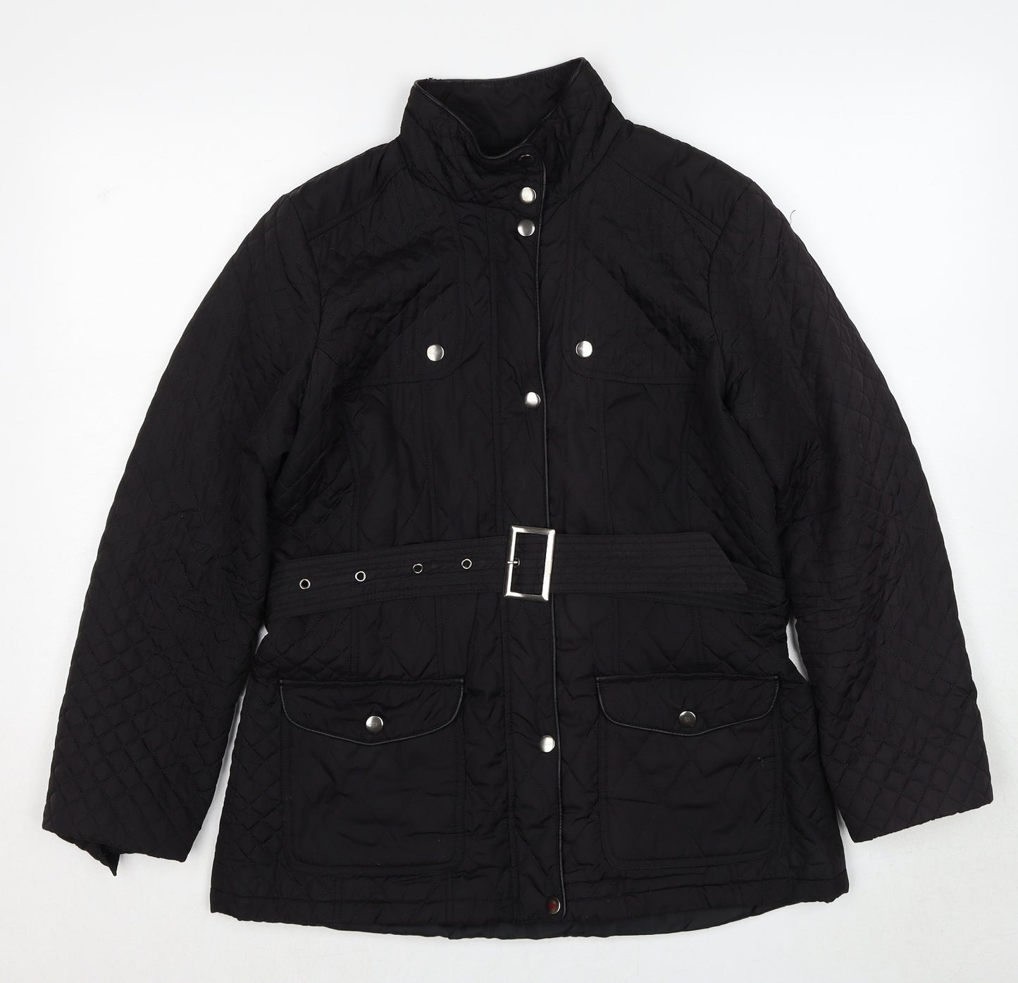 Wallis Womens Black Quilted Jacket Size 10 Zip