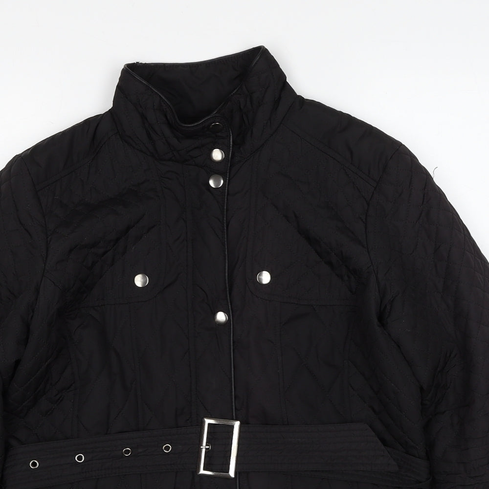 Wallis Womens Black Quilted Jacket Size 10 Zip