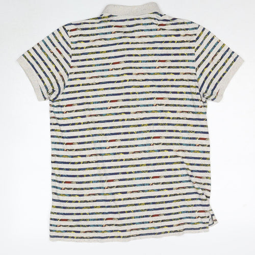 Ben Sherman Mens Beige Striped Cotton Polo Size XL Collared Pullover