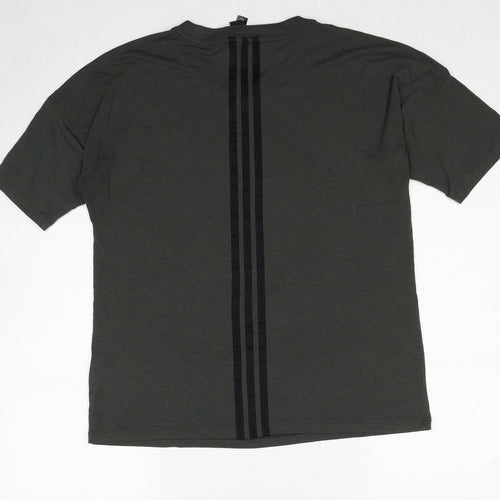 adidas Womens Green Cotton Basic T-Shirt Size 12 Round Neck Pullover - Size 12-14