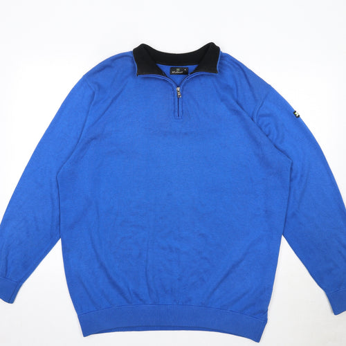 Stuburt Mens Blue Mock Neck Acrylic Pullover Jumper Size XL Long Sleeve