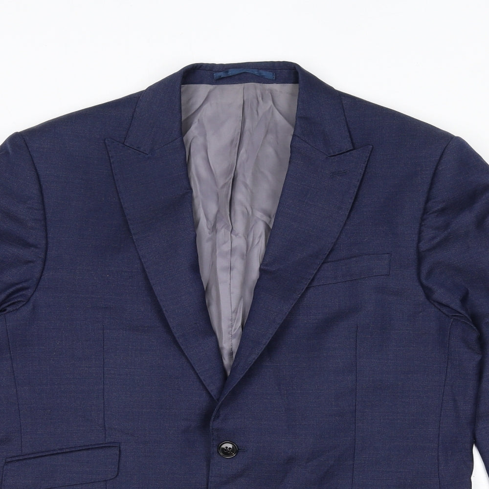 John Lewis Mens Blue Wool Jacket Suit Jacket Size 40 Regular