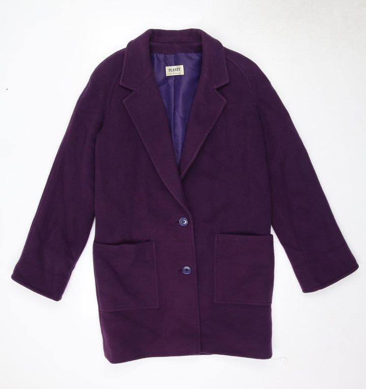 Planet Womens Purple Overcoat Coat Size 10 Button