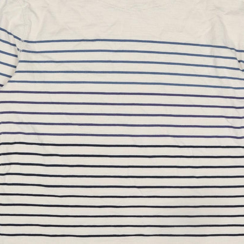 Fat Face Mens Ivory Round Neck Striped Cotton Pullover Jumper Size M Long Sleeve