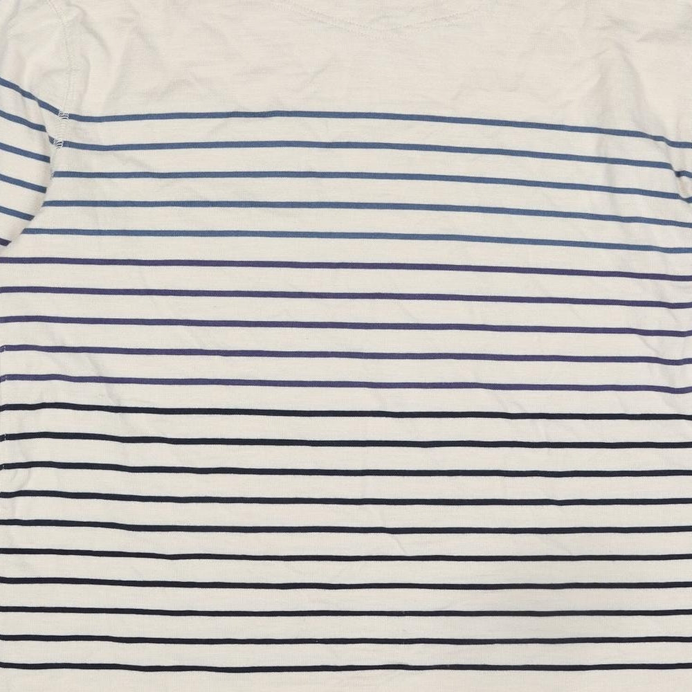 Fat Face Mens Ivory Round Neck Striped Cotton Pullover Jumper Size M Long Sleeve