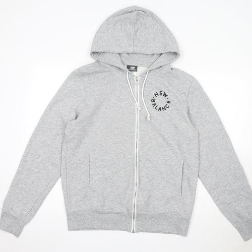 New Balance Mens Grey Cotton Full Zip Hoodie Size M