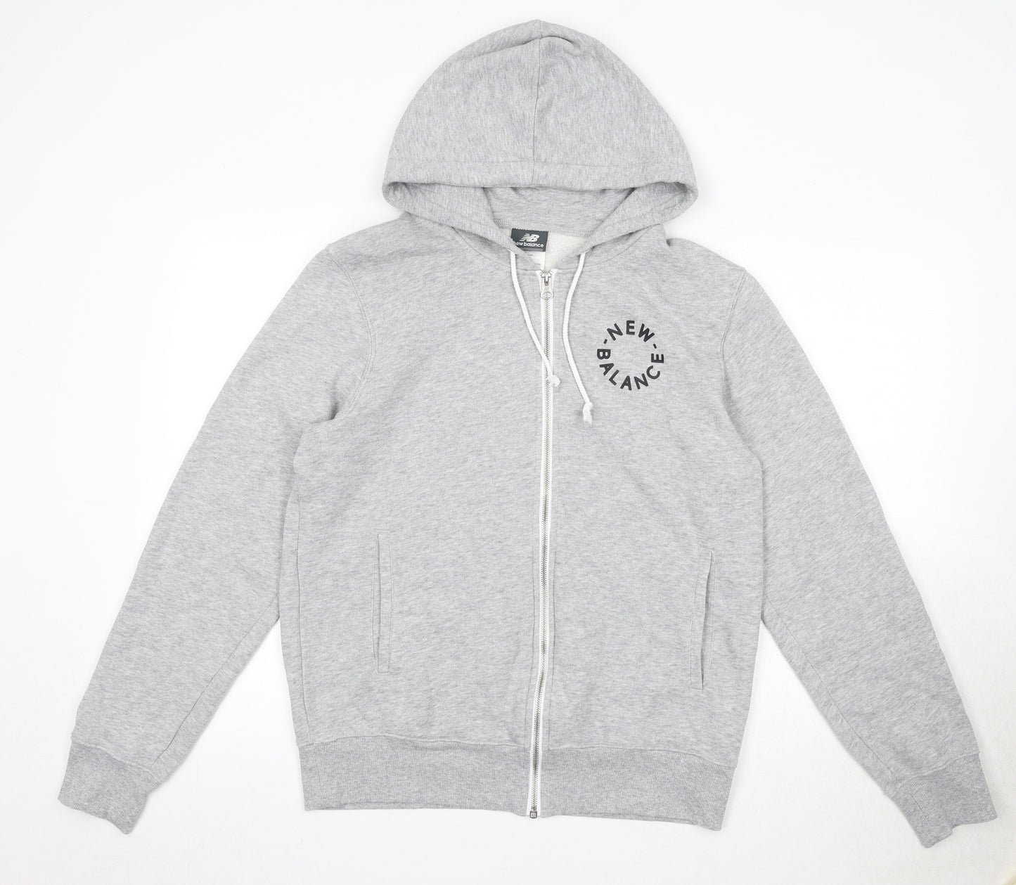 New Balance Mens Grey Cotton Full Zip Hoodie Size M