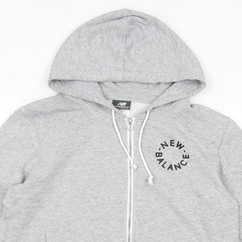 New Balance Mens Grey Cotton Full Zip Hoodie Size M