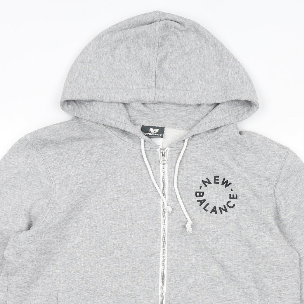 New Balance Mens Grey Cotton Full Zip Hoodie Size M