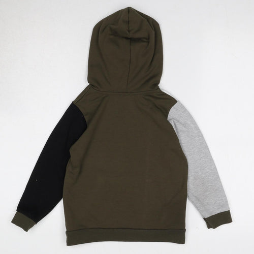 River Island Boys Green Colourblock Polyester Pullover Hoodie Size 5-6 Years