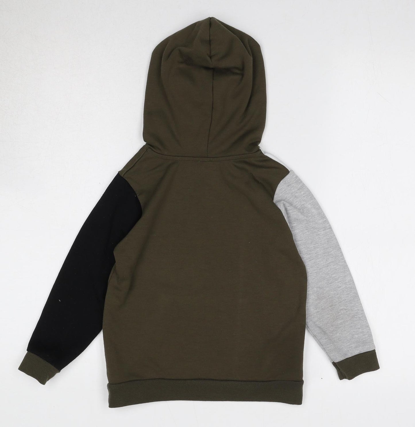 River Island Boys Green Colourblock Polyester Pullover Hoodie Size 5-6 Years