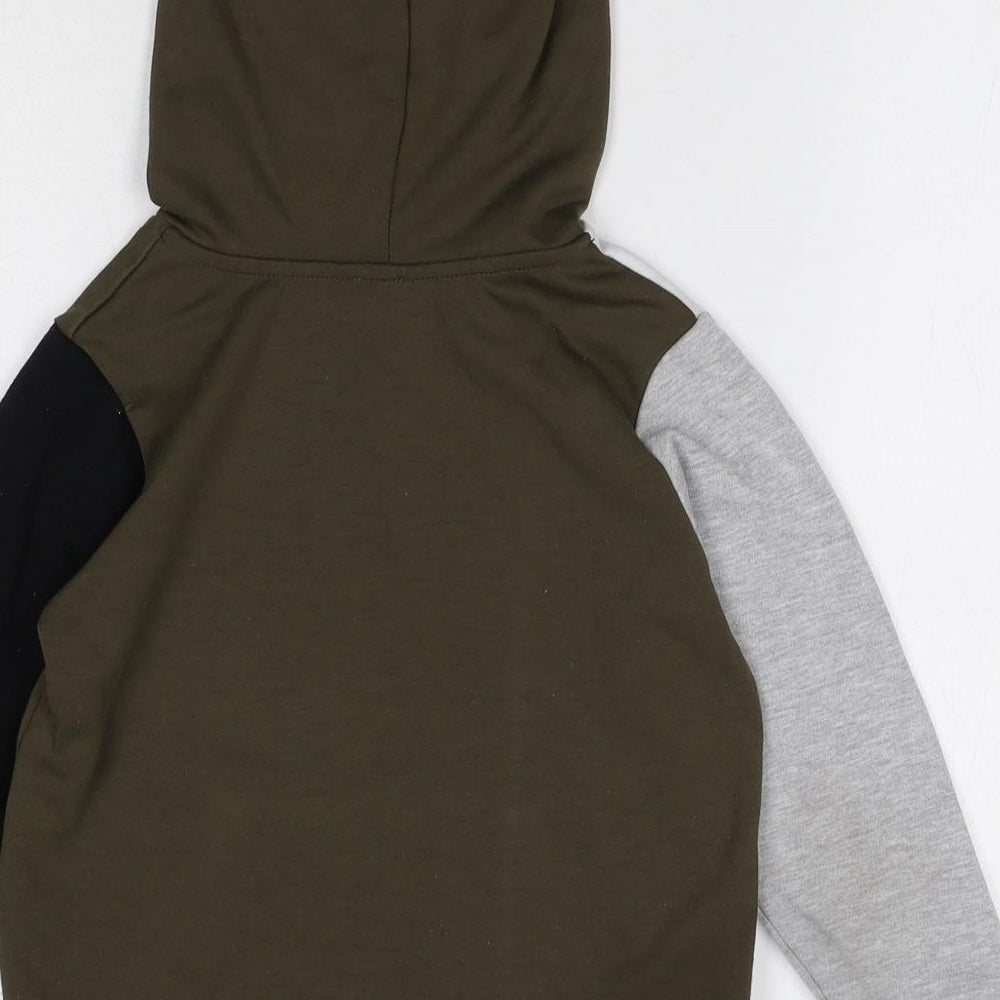 River Island Boys Green Colourblock Polyester Pullover Hoodie Size 5-6 Years