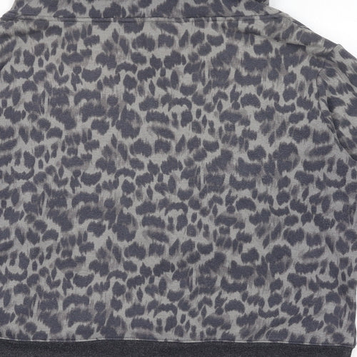 Marks and Spencer Womens Black Animal Print Polyester Full Zip Sweatshirt Size 16 Zip