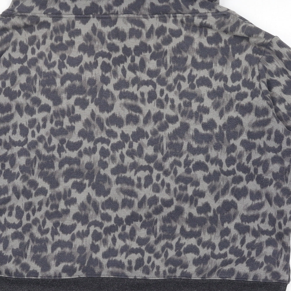 Marks and Spencer Womens Black Animal Print Polyester Full Zip Sweatshirt Size 16 Zip