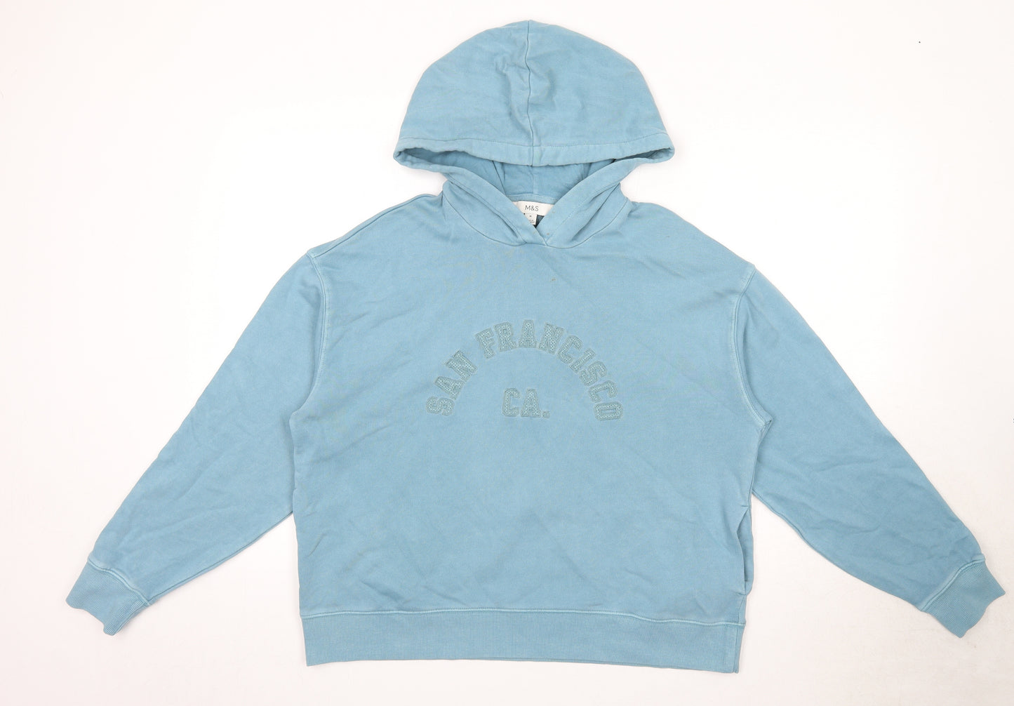 Marks and Spencer Womens Blue Cotton Pullover Hoodie Size M - San Francisco