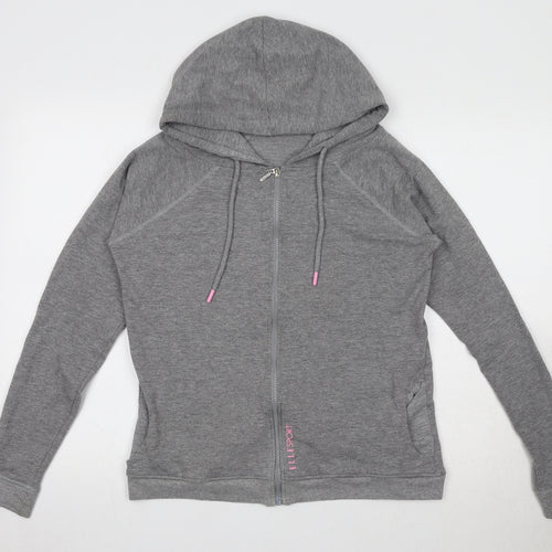 Elle Sport Womens Grey Cotton Full Zip Hoodie Size 10