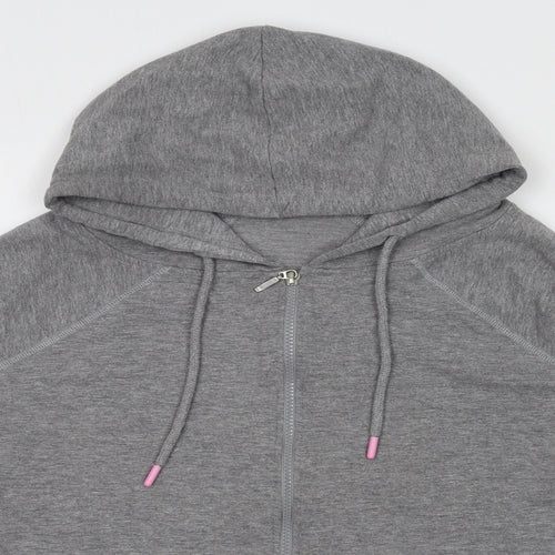 Elle Sport Womens Grey Cotton Full Zip Hoodie Size 10