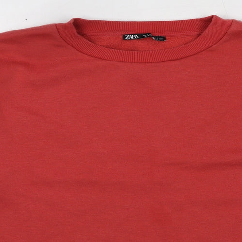 Zara Womens Red Cotton Pullover Sweatshirt Size S