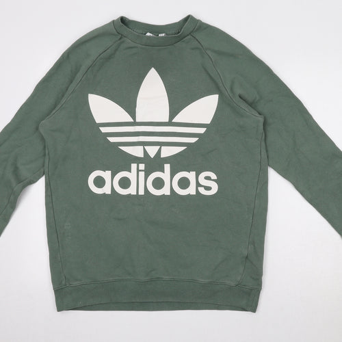 adidas Womens Green Cotton Pullover Sweatshirt Size 10